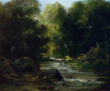  Courbet Canvas - River Landscape landscape Gustave Courbet woods forest
